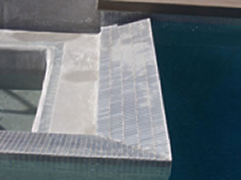 pool tile failure caustic water